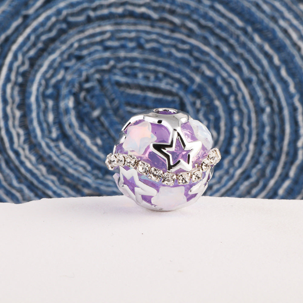 Starry Round Rhinestone Beads 18mm Acrylic Silver Star Cutout 10pcs 4