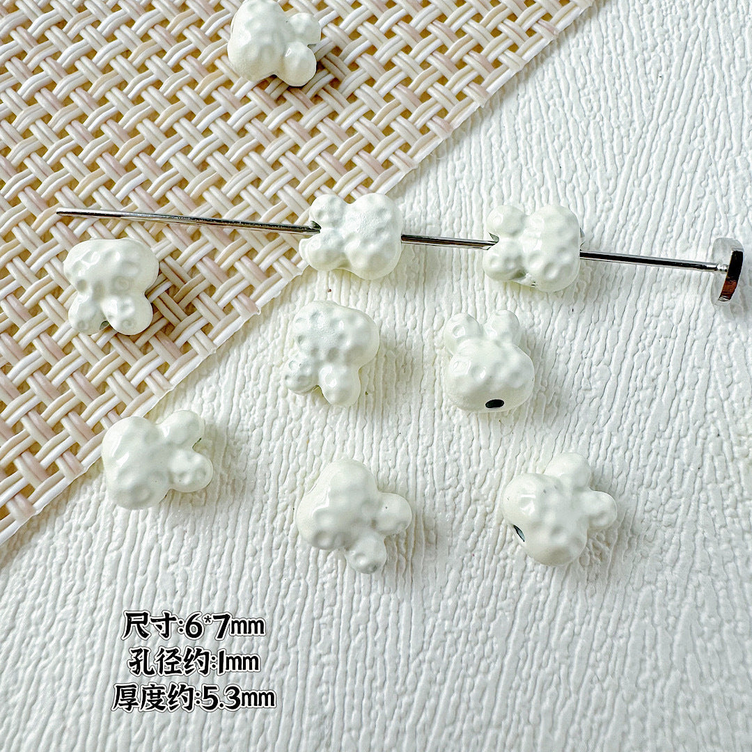 Rabbit Metal Beads 7mm Baking Painted Granular Alloy 30pcs 2