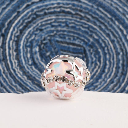 Starry Round Rhinestone Beads 18mm Acrylic Silver Star Cutout 10pcs 9