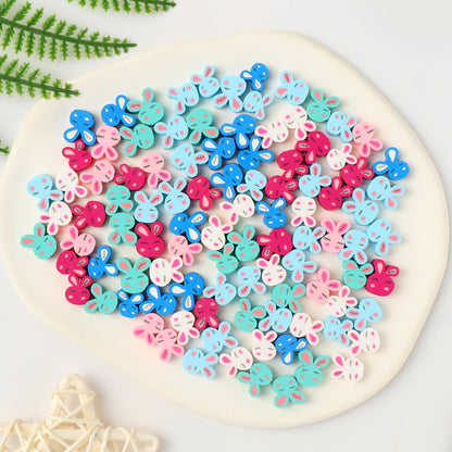 Easter Bunny Clay Beads 11mm Colorful Pastel Polymer 100pcs 3