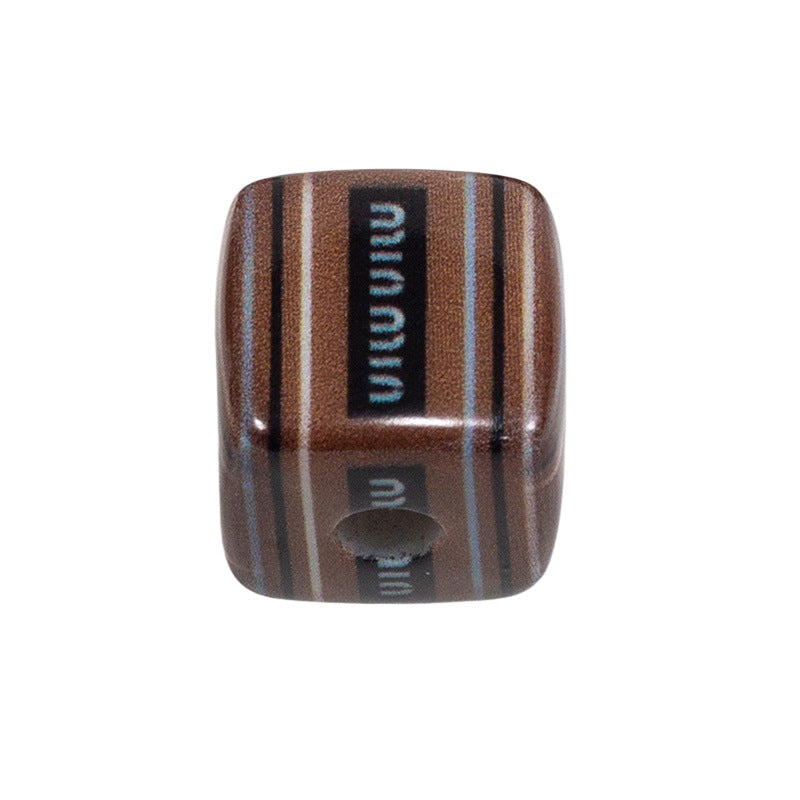 Striped Designer M Acrylic Square Beads 14mm 10pcs 23