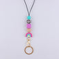 Silicone Rainbow Beaded Keychain Necklace with Leopard Print Accent 8