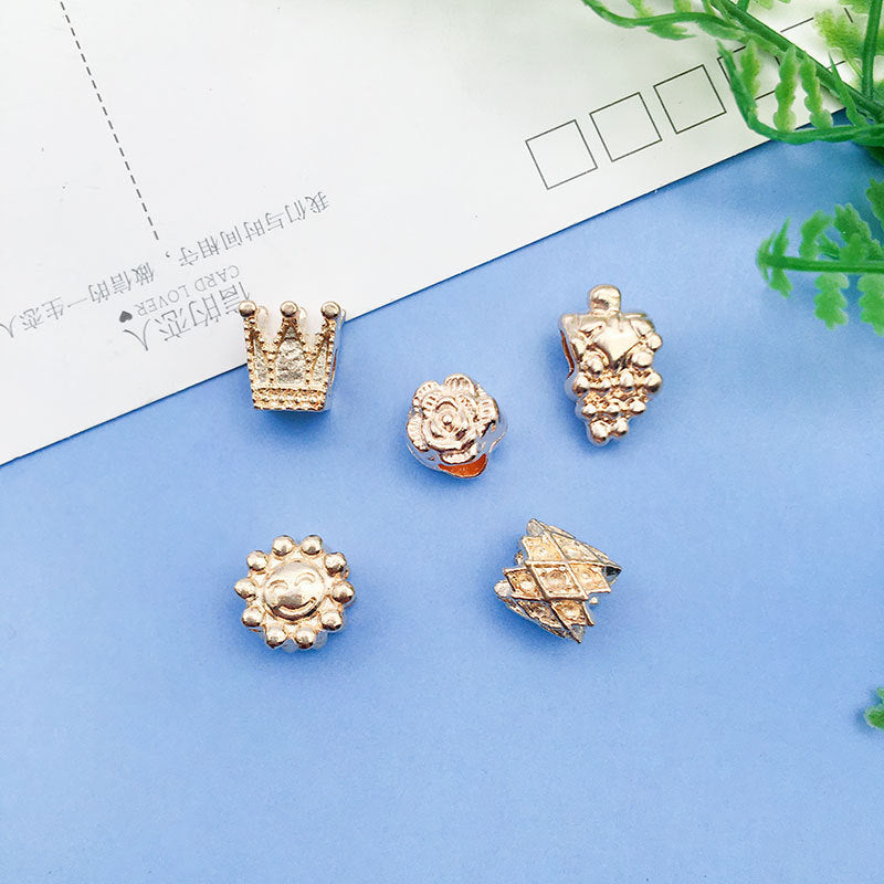 Large Hole Metal Beads Antique KC Gold Alloy Symbols 30pcs 4