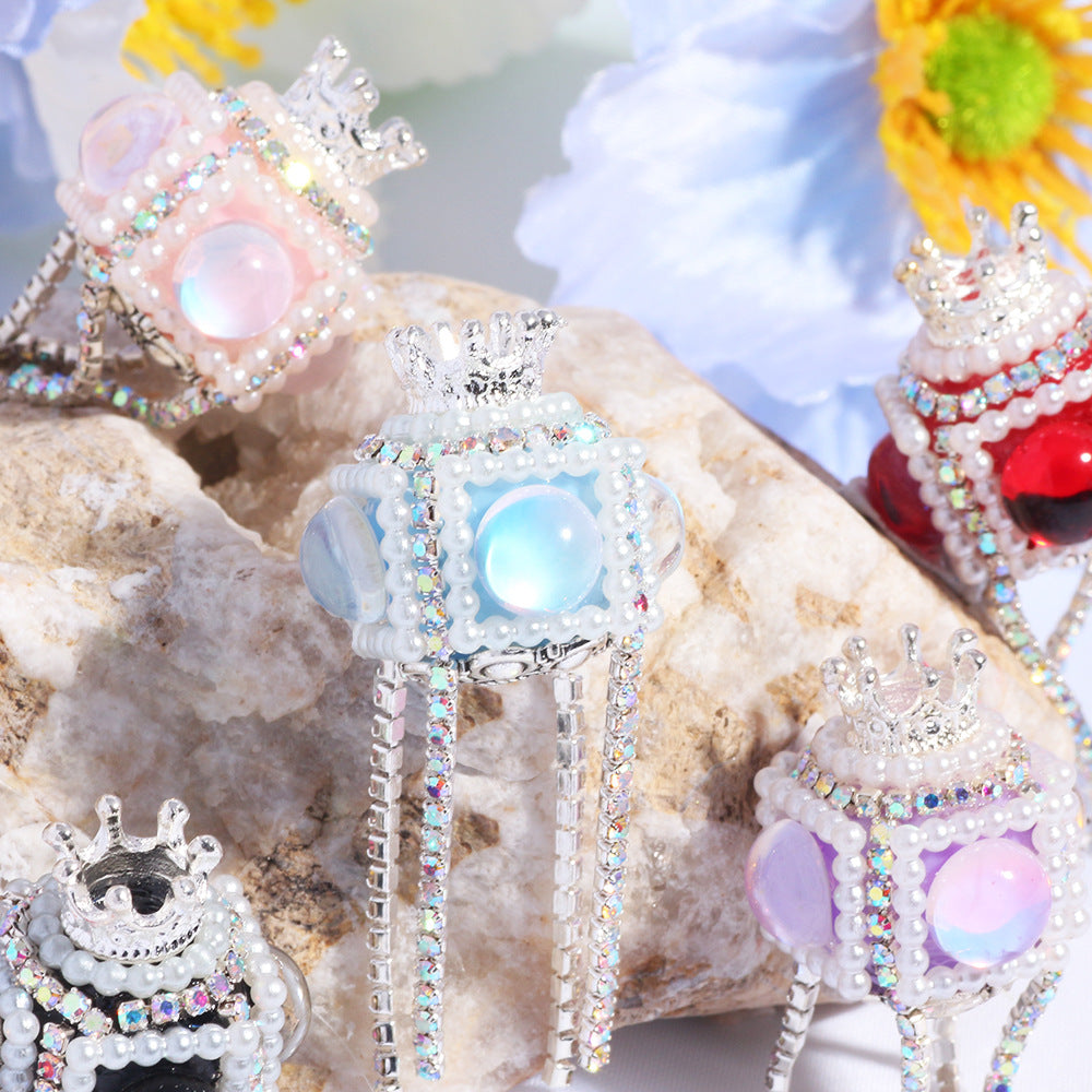 Polymer Clay Cube Rhinestone Beads 21mm Tassel Decorative 10pcs 3