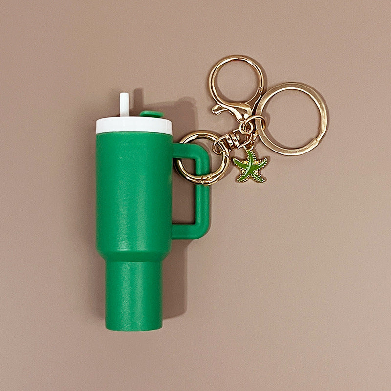 Mini Tumbler Keychain with Starfish Charm Plastic Beach Theme 2pcs 5