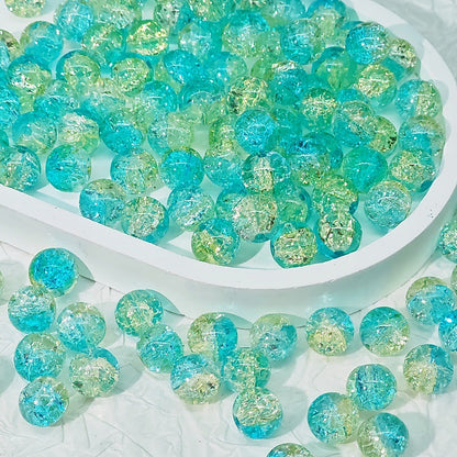 Crackle Glass Beads Round 10mm Transparent Mixed Colors 50pcs 45
