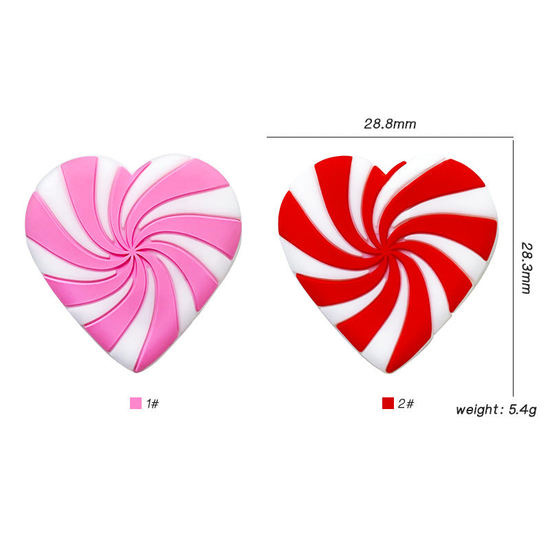 Silicone Focal Beads Love Candy Macaron Heart Pinwheel Stripes 20pcs 2