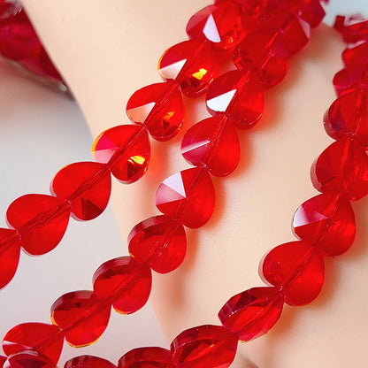 Heart Transparent Glass Beads 12mm Faceted Smooth 10pcs 17