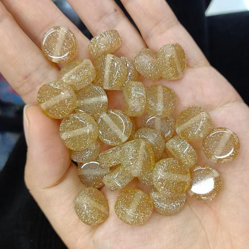 Glitter Resin Beads 12mm Flat Disc Sparkle Mixed Colors 20pcs 4