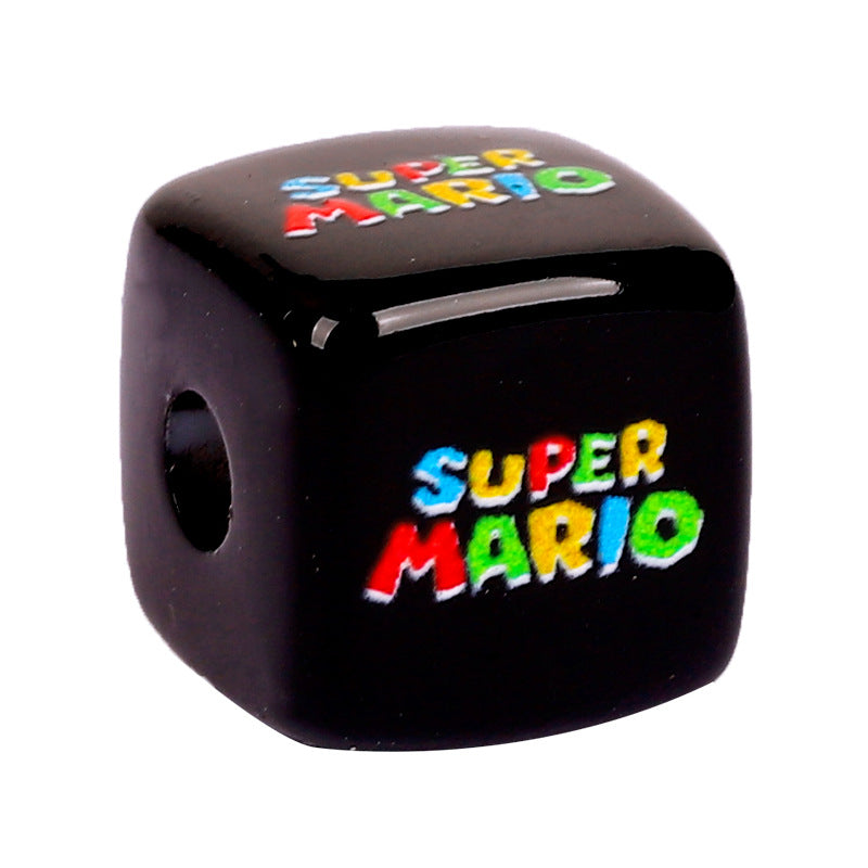 Cartoon Mario Acrylic Square Beads 14mm Glossy Finish 10pcs 3