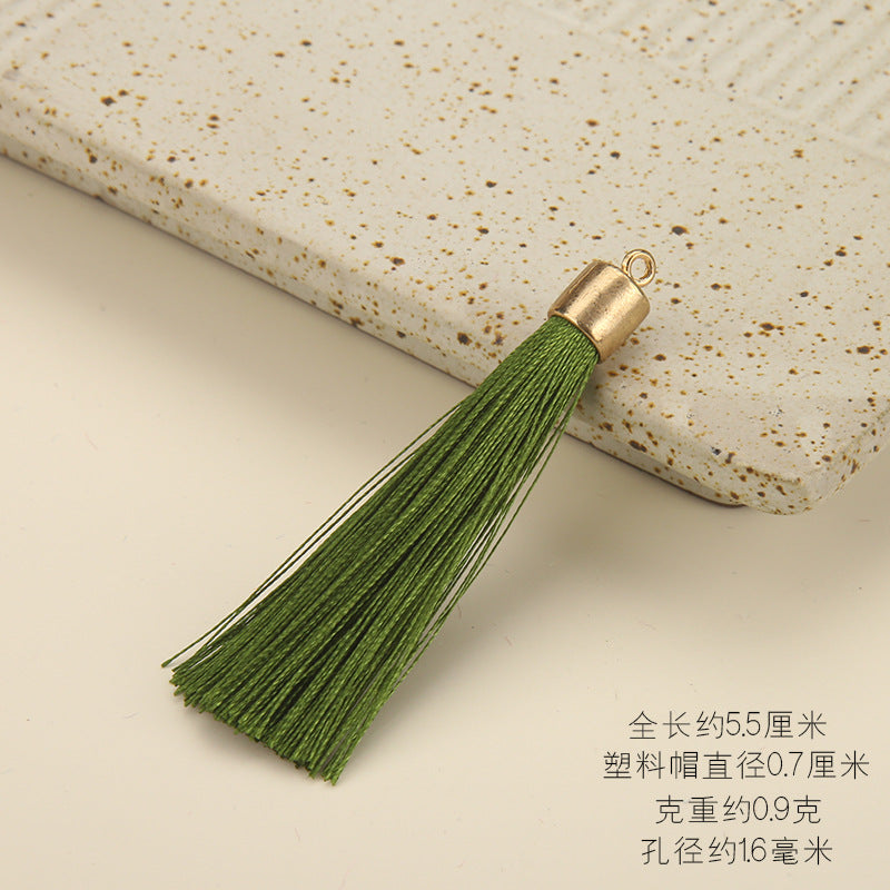 Colorful Polyester Fringe Tassel Keychain with Golden Cap 55mm 50pcs 11