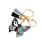 Acrylic Butterfly Keychain Colorful Wings Tassel Charm 5