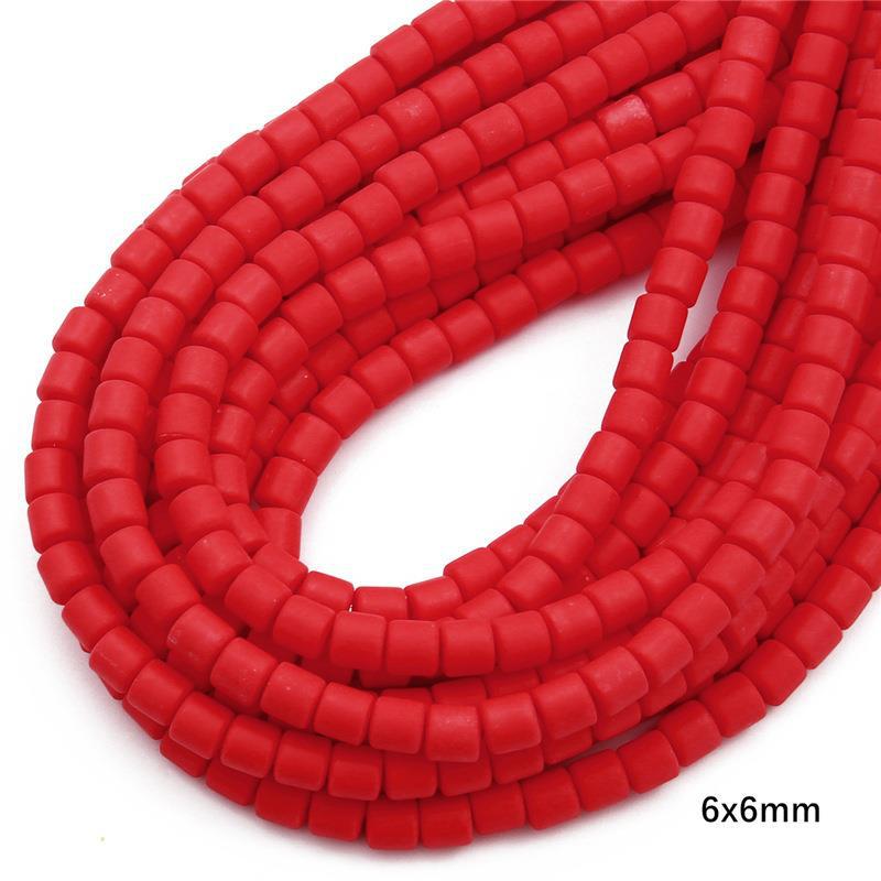 Cylindrical Clay Beads 6mm Colorful Polymer 62pcs 19