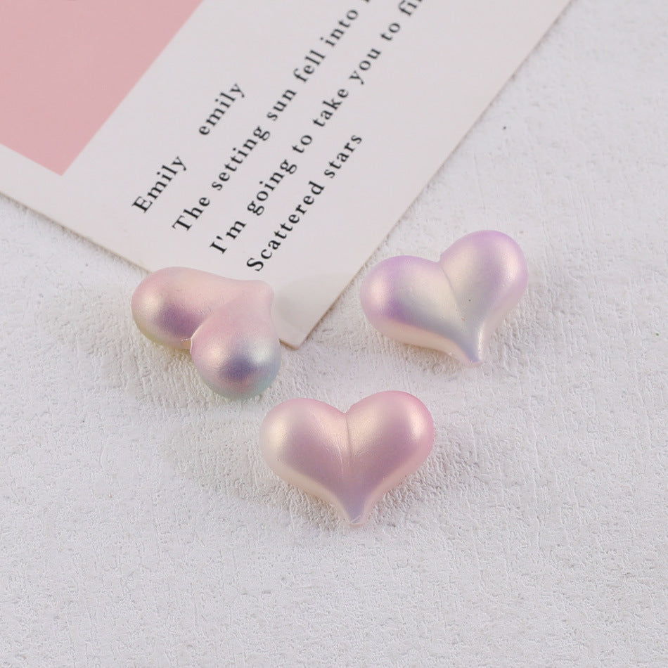 Matte Gradient Heart Acrylic Beads 23mm Imitation Pearl 100pcs 3