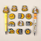 Silicone Focal Beads Highland Cow Holding Sunflower Daisy 2