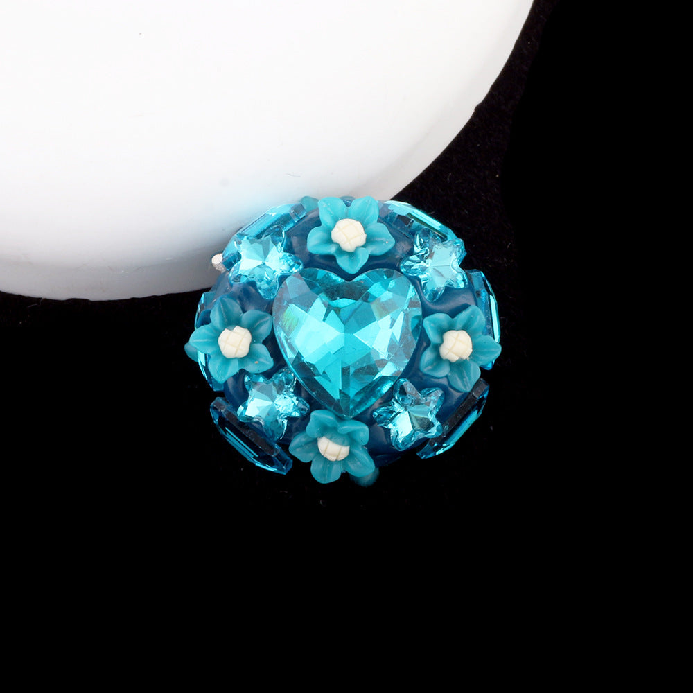 Polymer Clay Heart Rhinestone Beads 25mm Flat Shimmer 6pcs 12