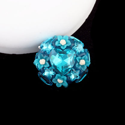 Polymer Clay Heart Rhinestone Beads 25mm Flat Shimmer 6pcs 12