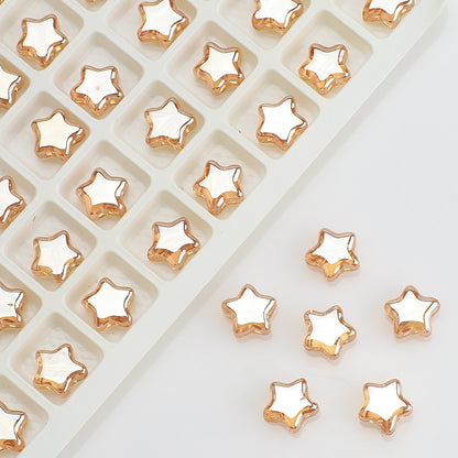 Plated Star Shaped Glass Beads 8mm Rainbow Electroplated 100pcs 14