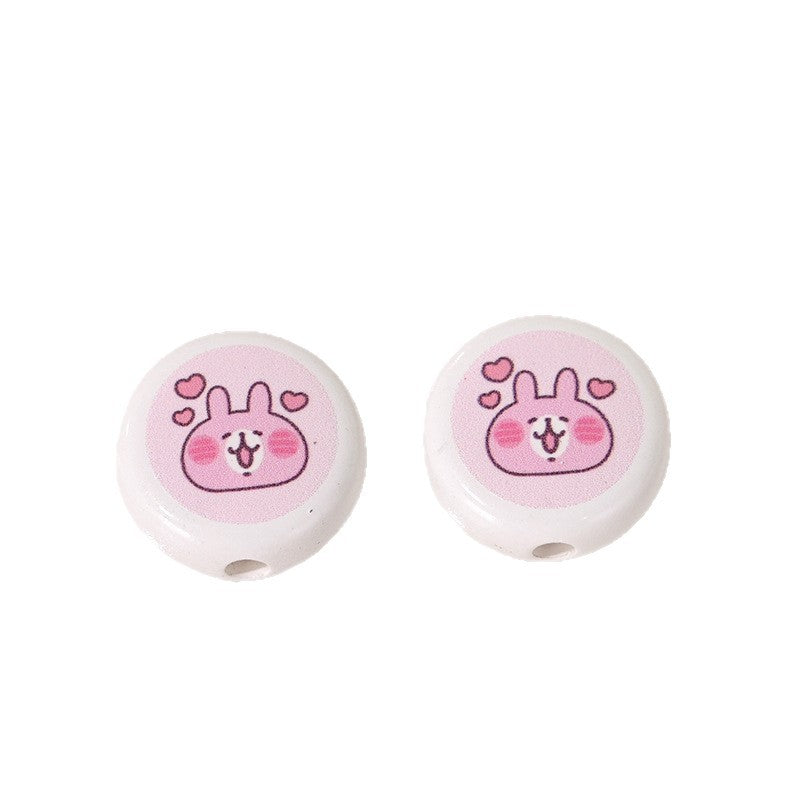 Double-Sided Flat Bunny Acrylic Beads 18mm Pink 10pcs 5