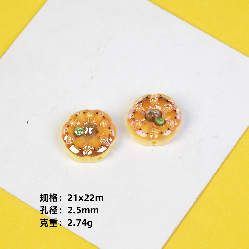 Plating Small Animal Bread Series Resin Beads Glossy Golden Brown 20pcs 7