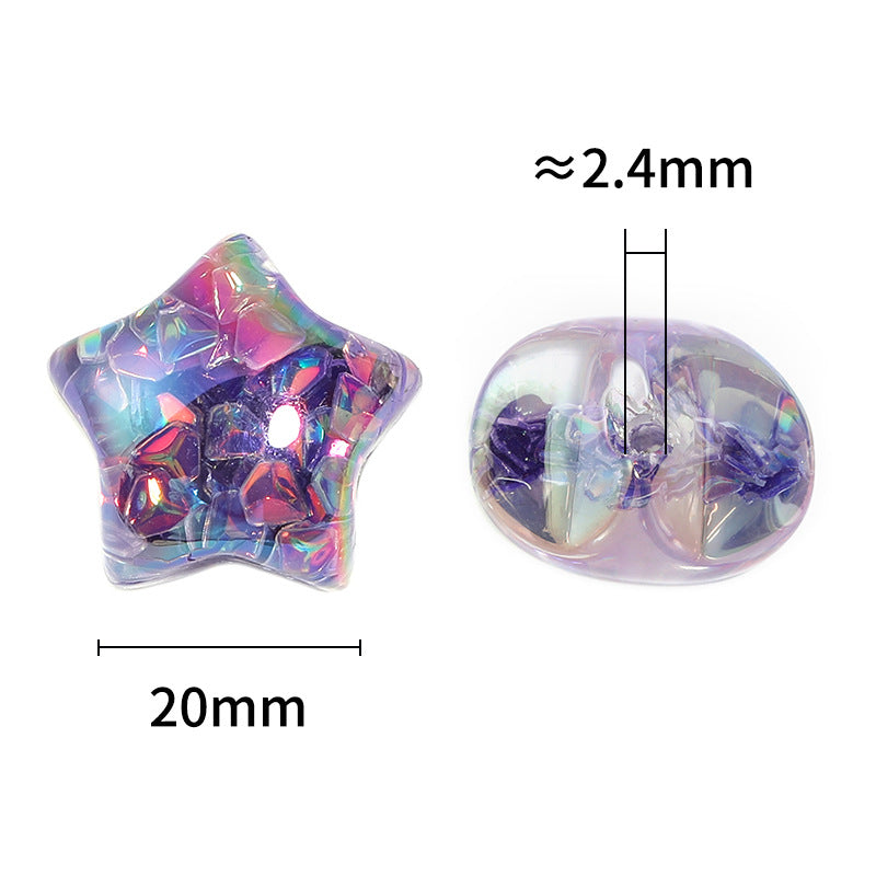 Plating Star Acrylic Beads 20mm Colorful Glitter Powder 25pcs 3