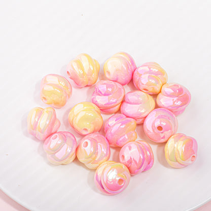 Plating Twisted Acrylic Beads 17mm Two-Color Glossy Pastel 20pcs 4