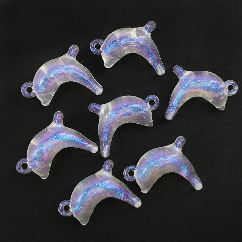 Transparent Aurora Laser Acrylic Beads Iridescent Mixed Shapes 2pcs 15
