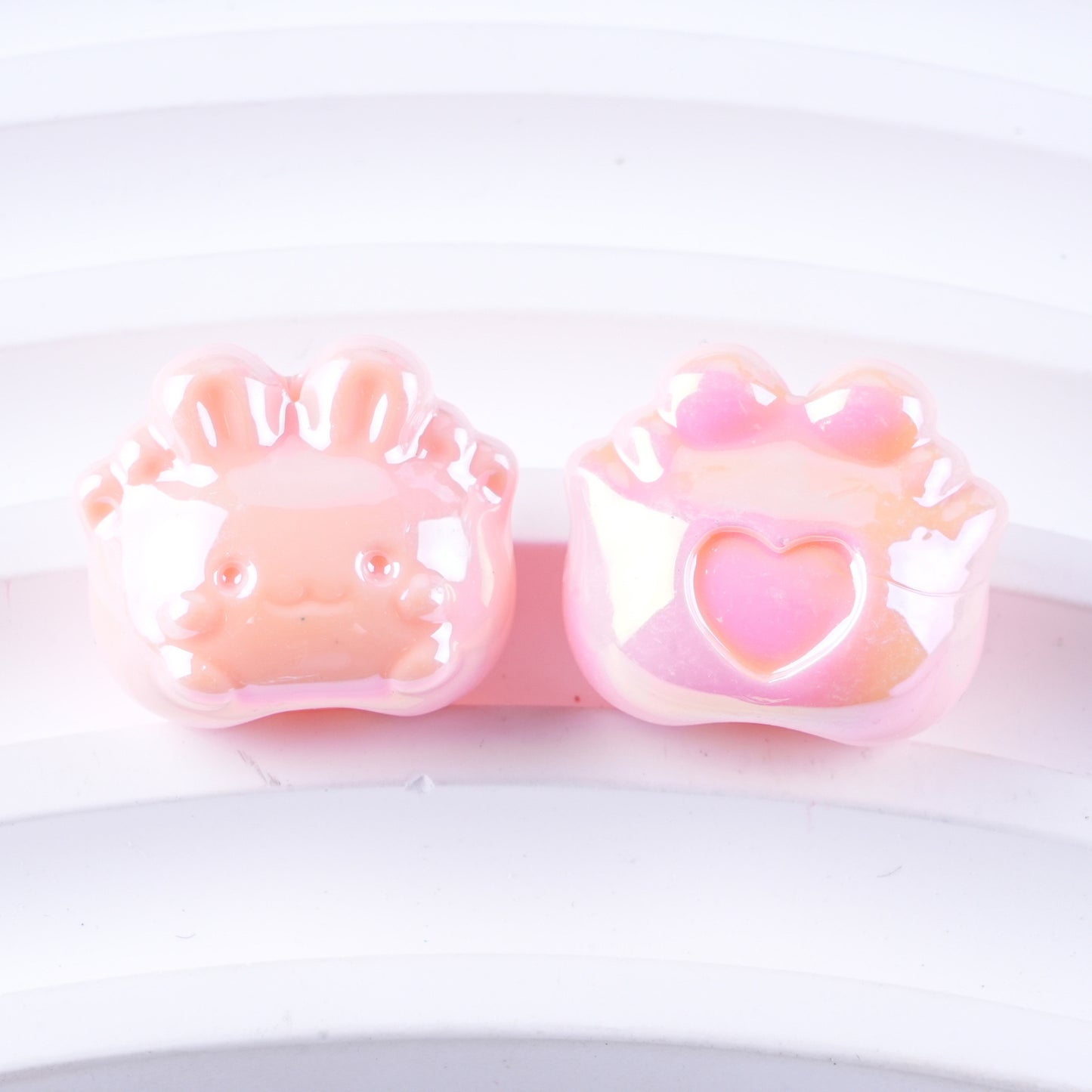 Plated Small Rabbit Acrylic Beads 17mm UV Iridescent Finish 50pcs 12
