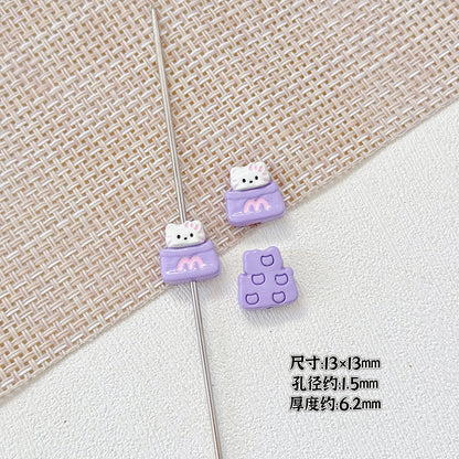 Cat and Bear Candy Painted Metal Beads 13 16mm Glossy 10pcs 6