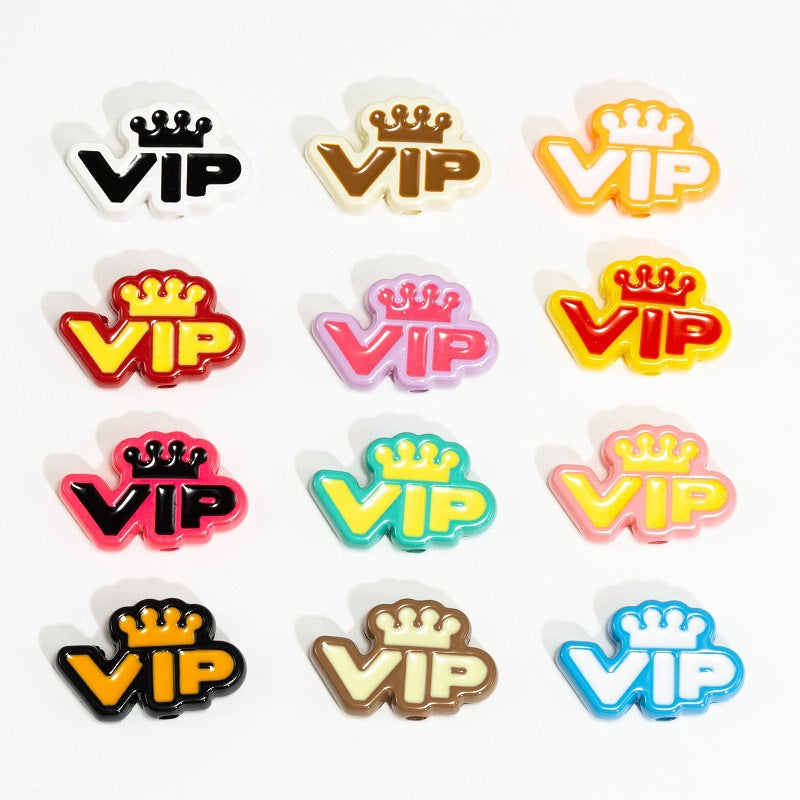 Plating Acrylic Flat Beads English Word Glossy Finish 10pcs 9