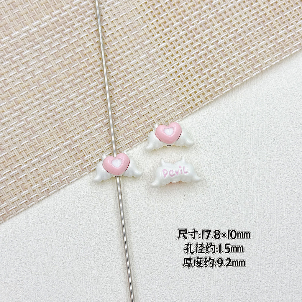 Devil Heart and Kitten Flower Metal Beads 17/15mm Baking Painted 18pcs 5