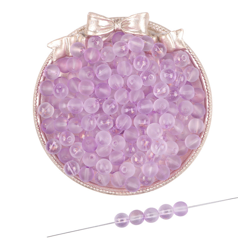 Frosted Round Glass Beads 8mm Pastel Jewel Tones Matte Finish 100pcs 15
