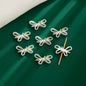 Jewelled Bow Rhinestone Beads 22mm Alloy Decorative 10pcs 13