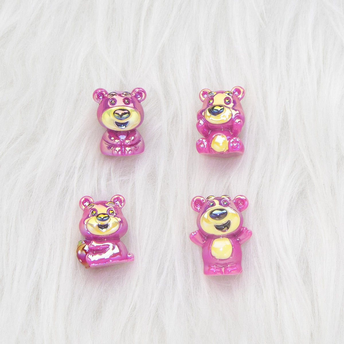 Plating 3D Lotso Resin Beads Glossy Pink Gold 10pcs 2