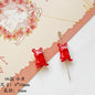 Christmas Painted Alloy Metal Beads Bright Red Glossy White 10pcs 9