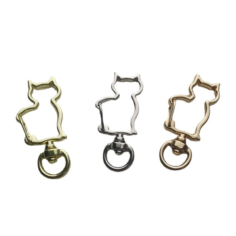 Zinc Alloy Kitten Shaped Colorful Buckle Keychain Clasps 20pcs 37mm 4