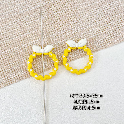 Bow and Star Metal Beads 34mm Painted Pastel Colors 5pcs 18