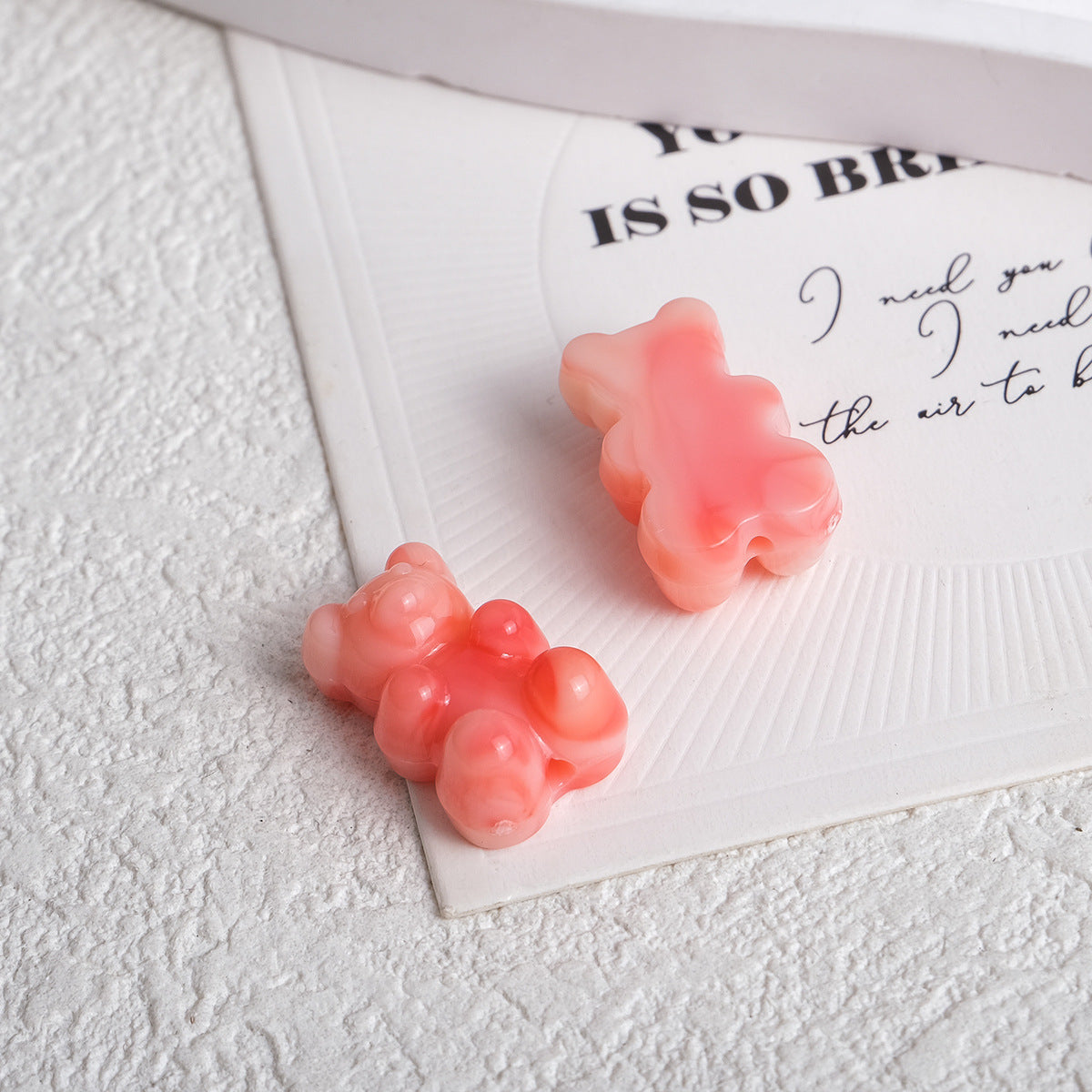 Gradient Teddy Bear Acrylic Beads 18mm Multicolor Glossy 250pcs 5