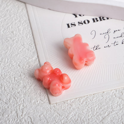 Gradient Teddy Bear Acrylic Beads 18mm Multicolor Glossy 250pcs 5
