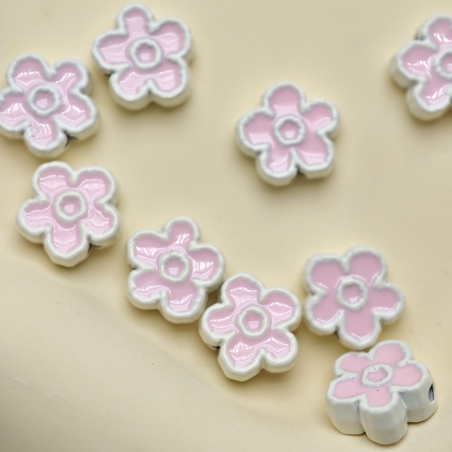 Flower Metal Beads 10mm Baking Painted Two-Color Zinc Alloy 10pcs 9