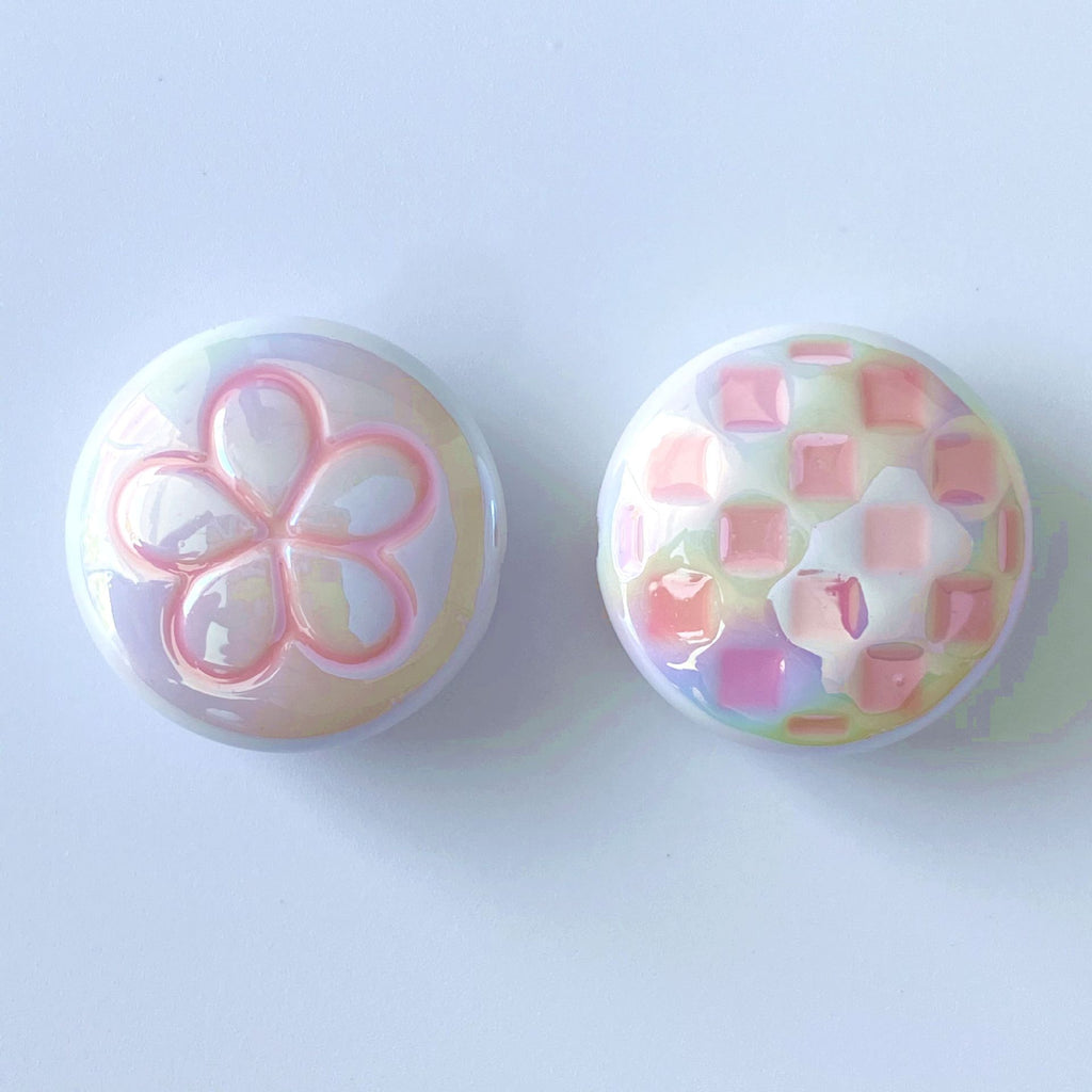 UV Plating Round Acrylic Beads 25mm Summer Fantasy Floret 100pcs 6