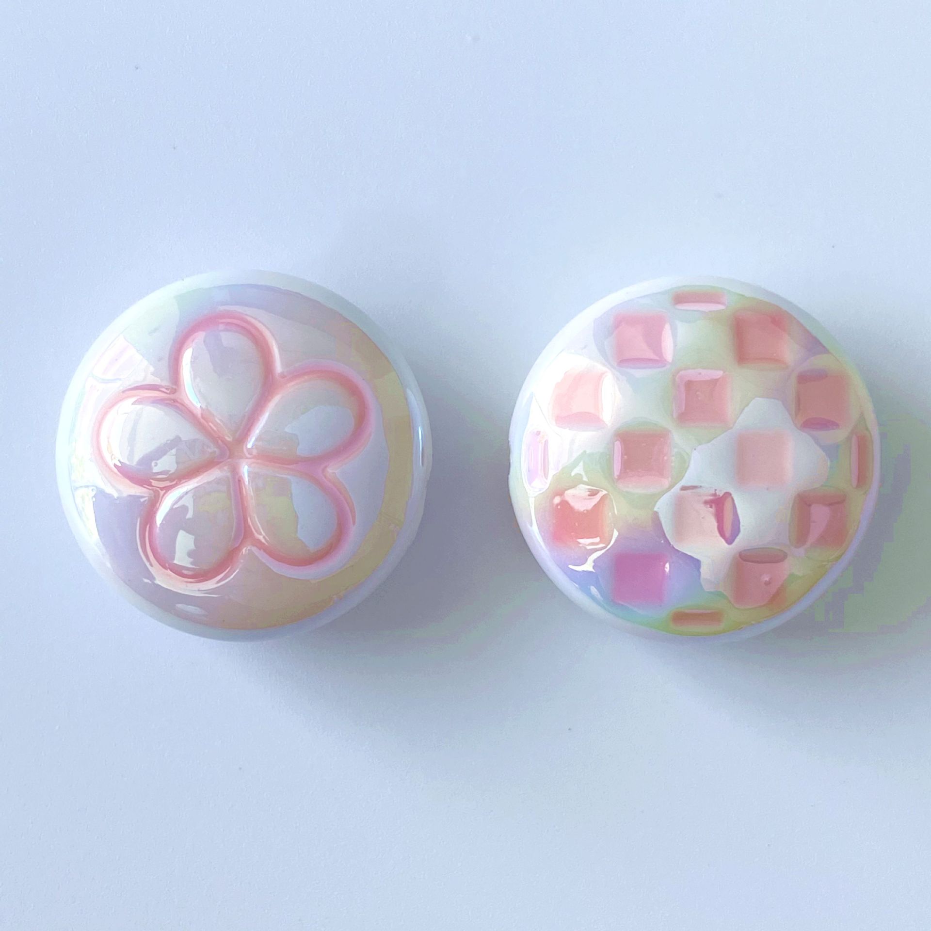 UV Plating Round Acrylic Beads 25mm Summer Fantasy Floret 100pcs 6