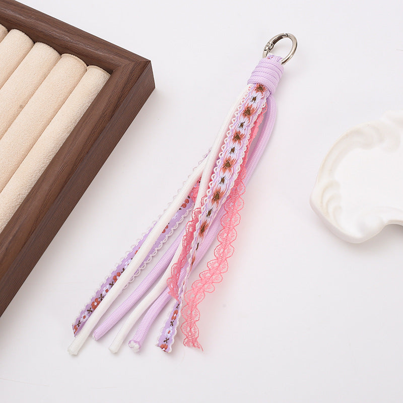 Braided Boho Lace Tassel Crochet Keychain Polyester 19cm 4pcs 20