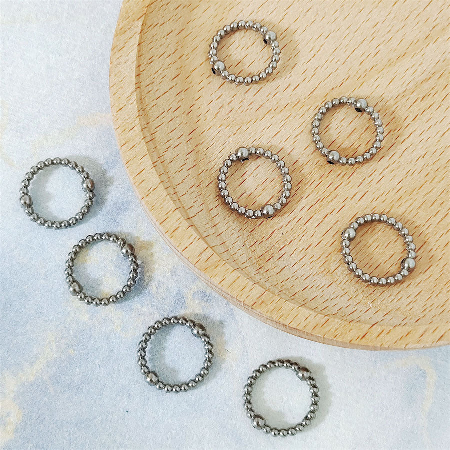 Ring Metal Beads Frame 14mm Beaded Texture Alloy 100pcs 4