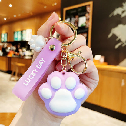 PVC Cat Claw Keychain Soft Adhesive Cute Animal Charm Vivid Colors 7