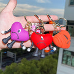 Soft Rubber Bad Bunny Keychain Colorful Heart Character Charm 3