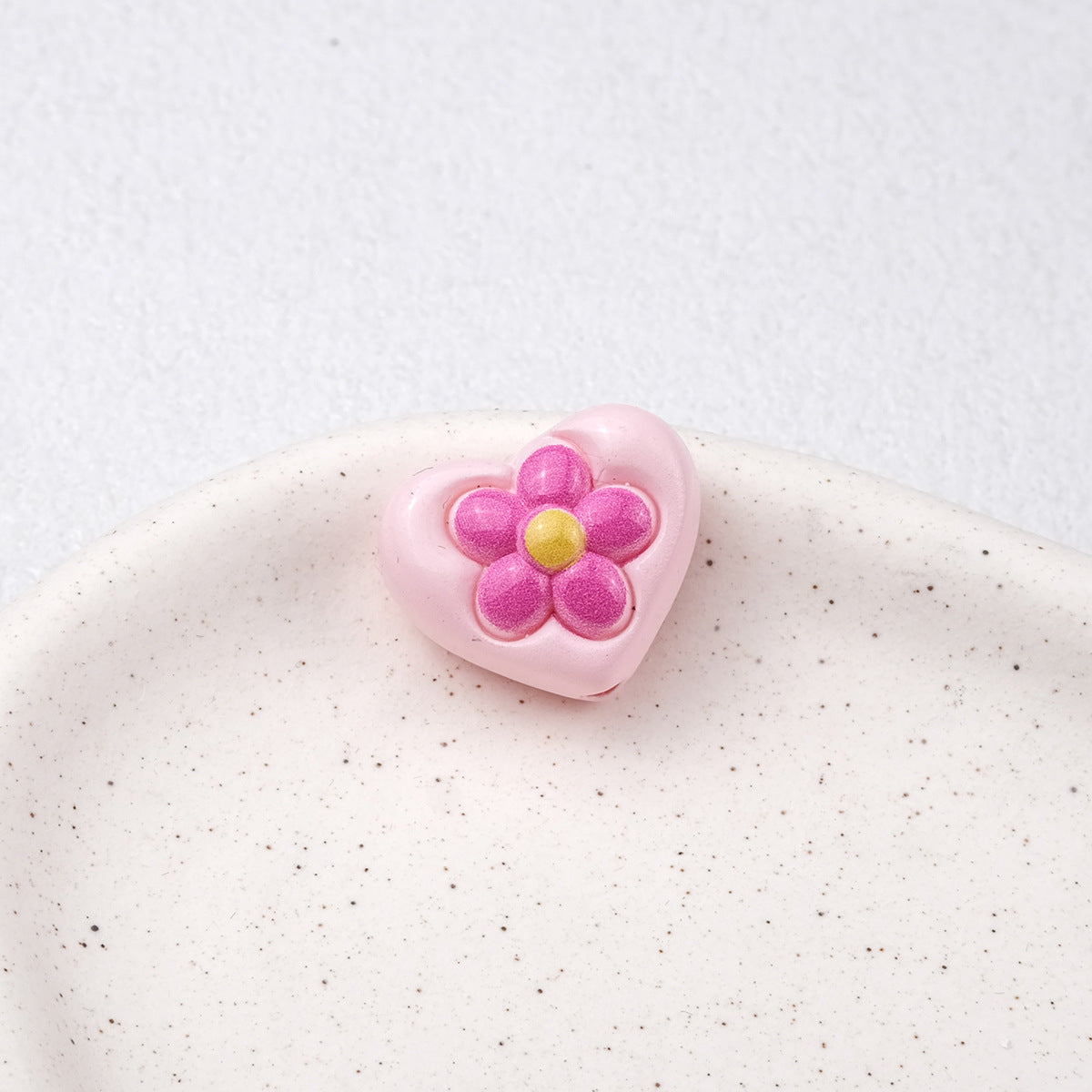 Floral Heart Acrylic Beads 21mm Colorful Mixed 50pcs 7