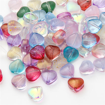 Heart Shape Glass Beads 8mm Frosted Iridescent Pastel 20pcs 17