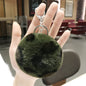 Plush Leopard Pom Pom Heart Keychain Soft Faux Fur 13cm 2pcs 6