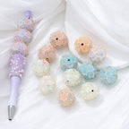 Floral Bubblegum Beads 20mm Glow In The Dark Matte Flower Ball 5pcs 3